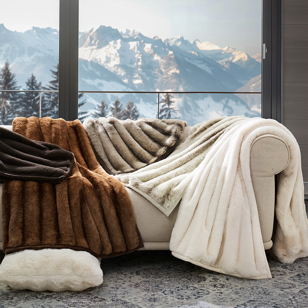 Channel Faux Fur Throw Blanket – Evergrace Home Inc