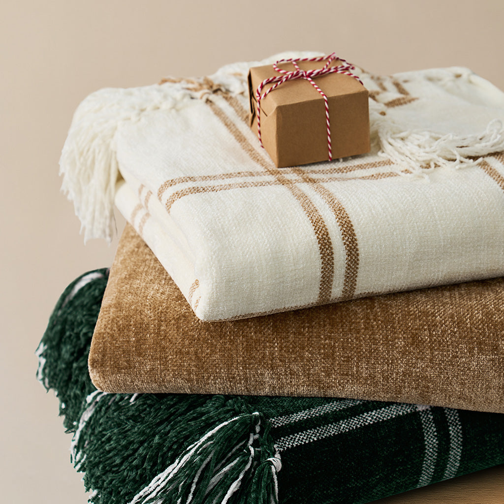 小物 HERILL Goldencash Blanket Plaid Luxe Chenille Throw Blanket – Evergrace Home Inc