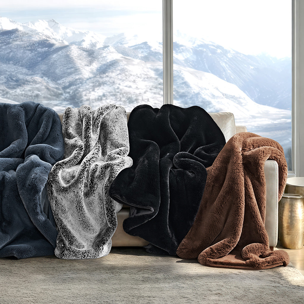 Luxe Chinchilla Faux Fur Throw Blanket – Evergrace Home Inc